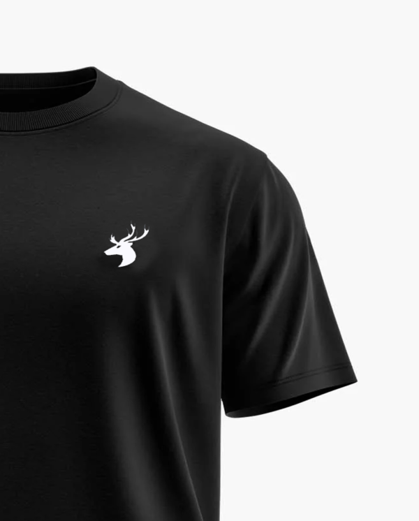 Men Black Half Sleeves Round Neck Cotton T-Shirt - Image 2