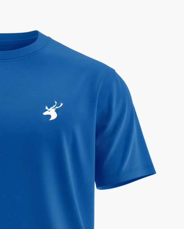 Men Sky Blue Half Sleeves Round Neck Cotton T-Shirt - Image 2