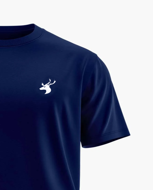 Men Navy Blue Half Sleeves Round Neck Cotton T-Shirt - Image 2