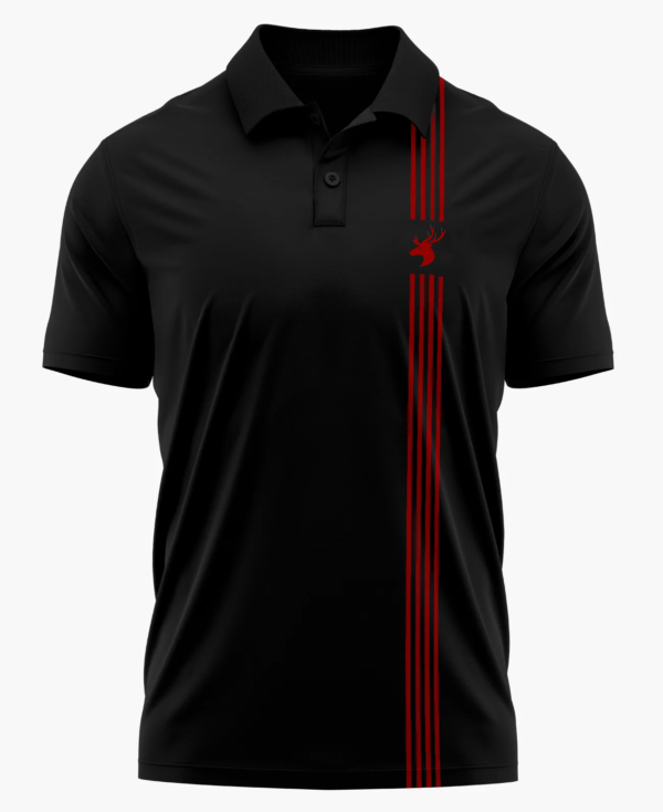 Black Polo with Collar Read strap Cotton T-shirt