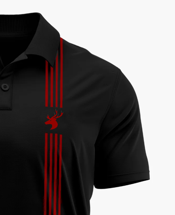 Black Polo with Collar Read strap Cotton T-shirt - Image 2