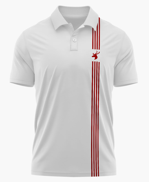 White Polo with Collar Printed Cotton T-shirt