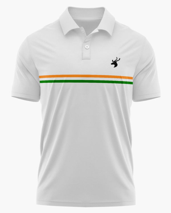 White Polo with Collar Cotton Printed T-shirt