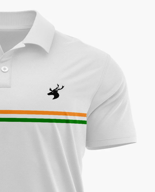White Polo with Collar Cotton Printed T-shirt - Image 2