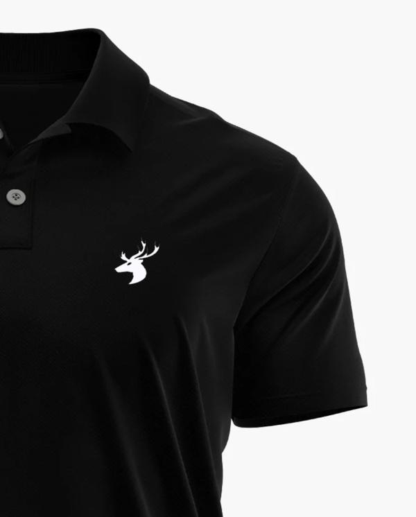 Black Polo with Collar Cotton T-shirt Plan - Image 2