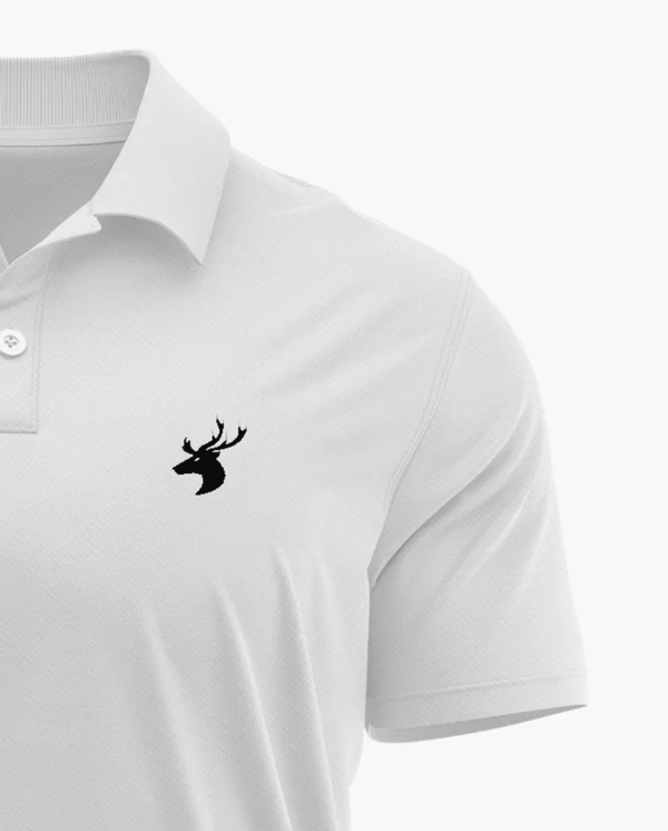 White Polo with Collar Cotton T-shirt Plan - Image 2