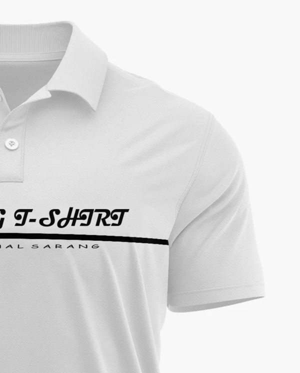 White Polo with Collar Pure Cotton T-shirt - Image 2