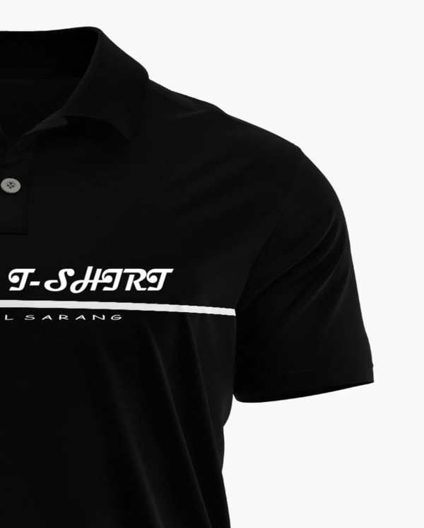 Black Polo with Collar Pure Cotton T-shirt - Image 2