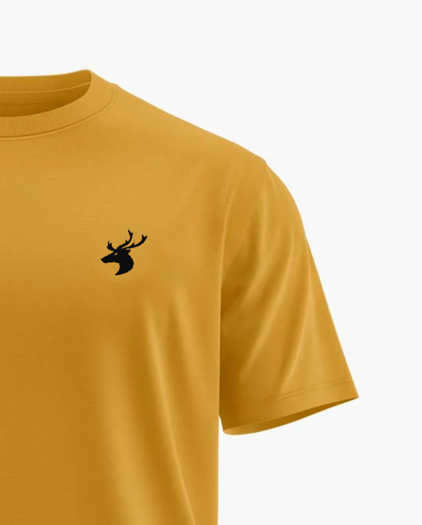 Men Yellow Half Sleeves Round Neck Cotton T-Shirt - Image 2